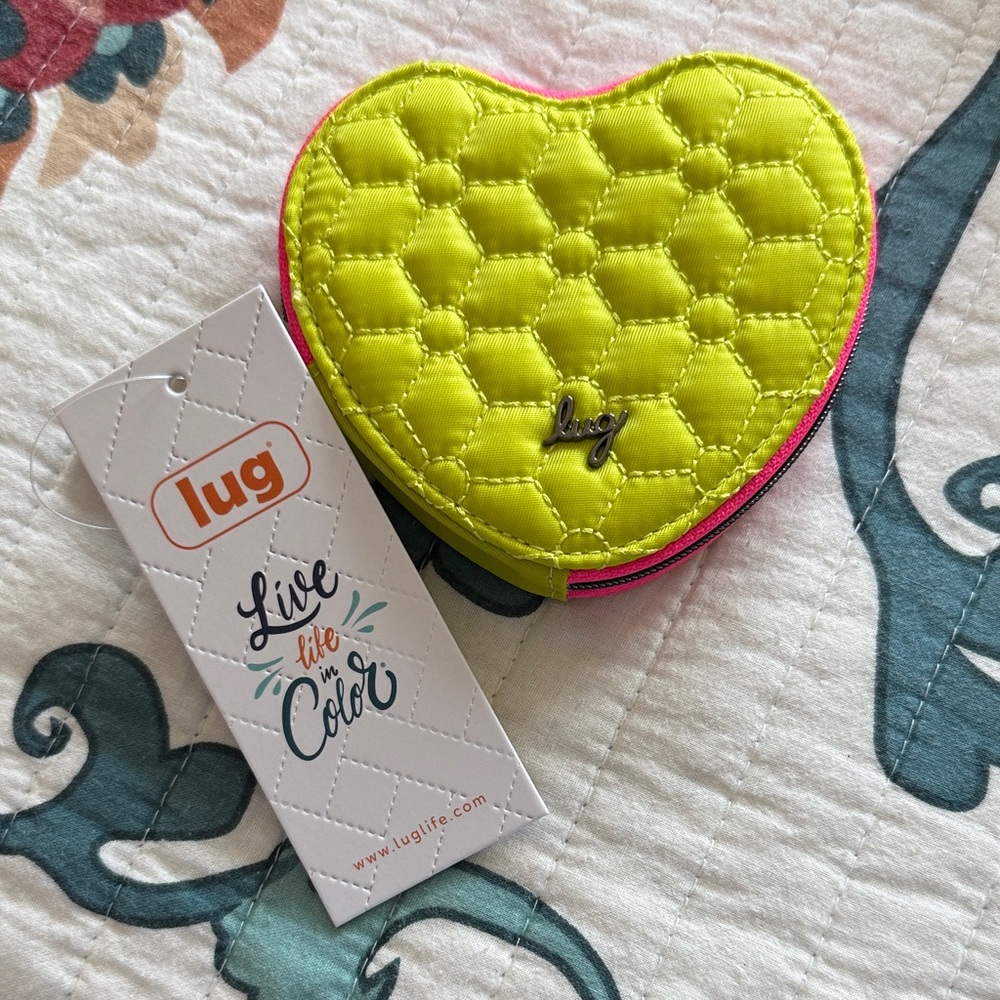 Lug Quilted Heart Wallet Heart Pouch Two-Tone
Lemon Lime /Magenta NWT